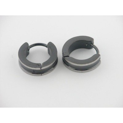 Pendientes Aro Acero Negro 14 mm