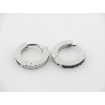 Pendientes Aro Acero Centro Negro