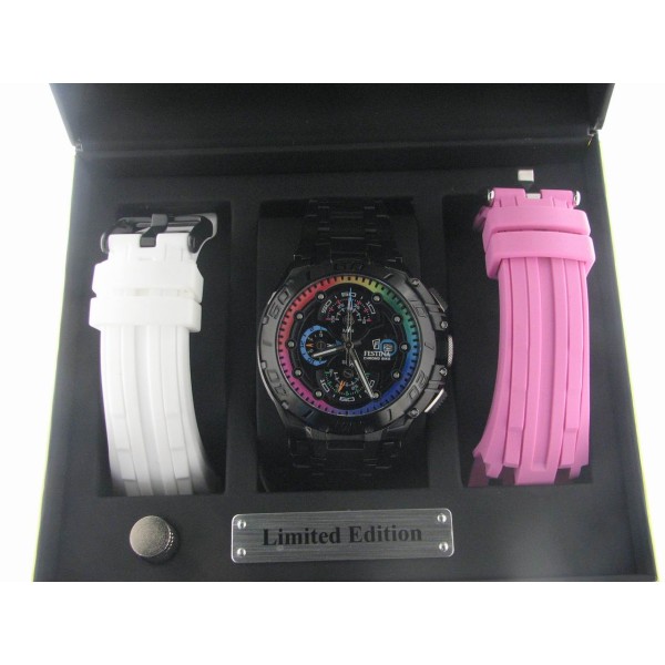 Festina crono agujas acero negro