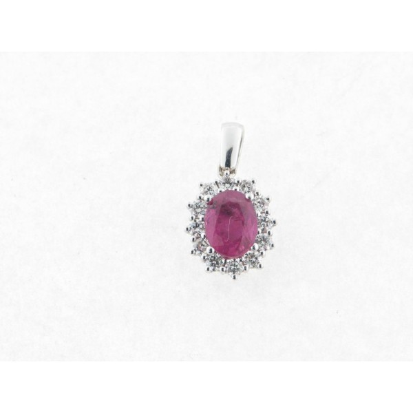 Colgante Oro Blanco Rubi Diamantes
