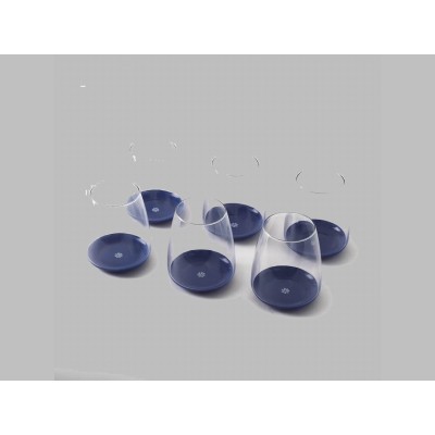 Vasos vidrio fondo azul Sargadelos pack 6 unidades