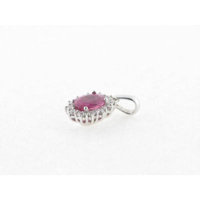 Colgante Oro Blanco Rubi Diamantes