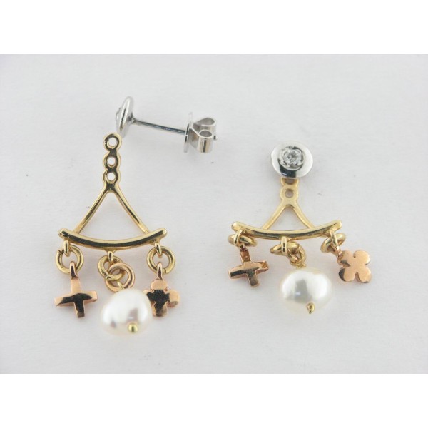 Pendientes Oro Diamantes Perla
