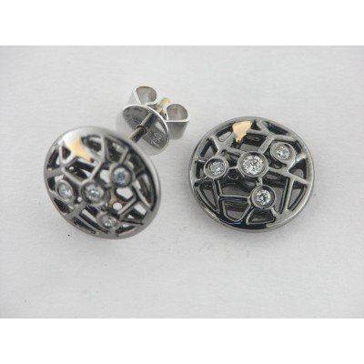 Pendientes Oro Blanco Rutenio Diamantes