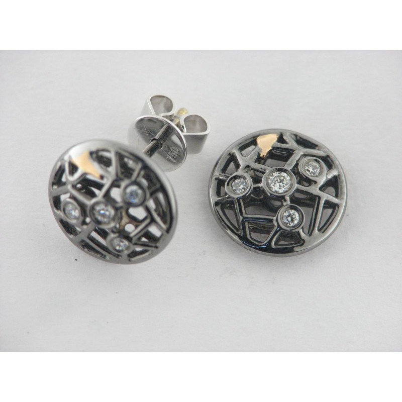 Pendientes Oro Blanco Rutenio Diamantes