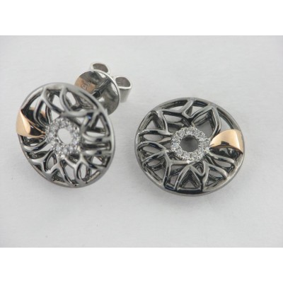 Pendientes Oro Blanco Rutenio Diamantes