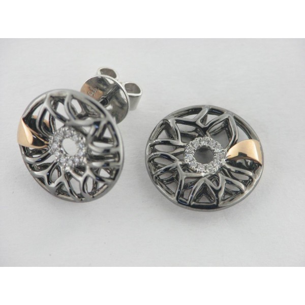 Pendientes Oro Blanco Rutenio Diamantes