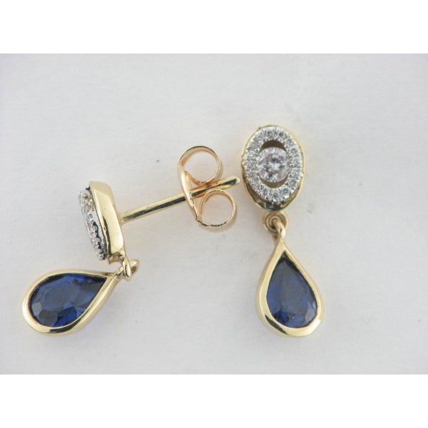 Pendientes Oro Diamantes Piedra
