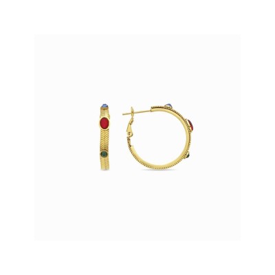 Luxenter Pendientes Aro Acero Chapado Piedras