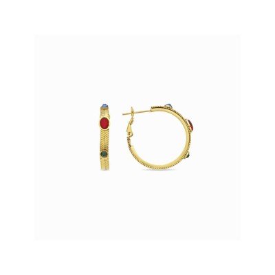 Luxenter Pendientes Aro Acero Chapado Piedras