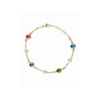 Victoria Cruz Pulsera Plata Chapada Piedras Perlas