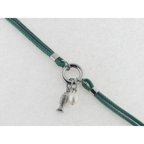 Viceroy pulsera acero perla nylon