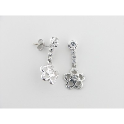 Pendientes Oro Blanco Piedras