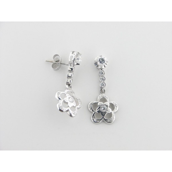 Pendientes Oro Blanco Piedras