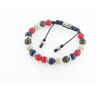 Disorder Pulsera Hilo Azul Bolas 8 mm Acero