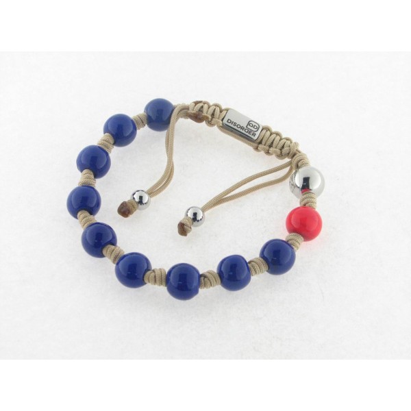 Disorder Pulsera Hilo Beige Murano Bola 10 mm Acero