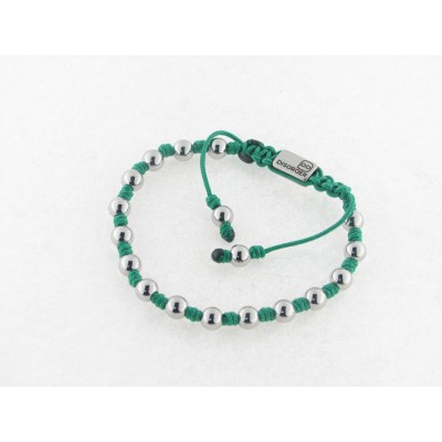 Disorder Pulsera Hilo Verde Bolas 6 mm Acero