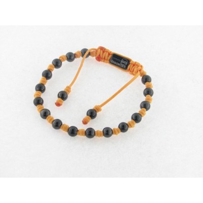 Disorder Pulsera Hilo Amarillo Bolas 6 mm Acero Negro