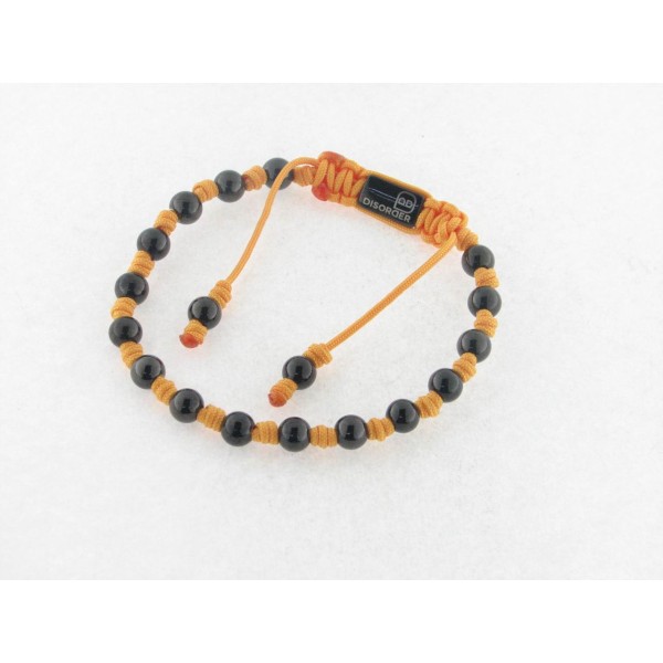 Disorder Pulsera Hilo Amarillo Bolas 6 mm Acero Negro