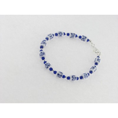 Pulsera plata porcelana cristal