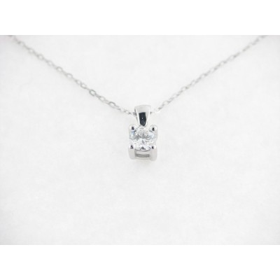 Colgante Oro Blanco Diamante Con Cadena