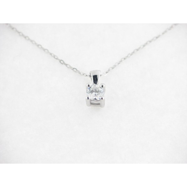 Colgante Oro Blanco Diamante Con Cadena
