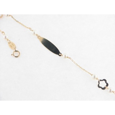 Pulsera Oro Chapa Perlas
