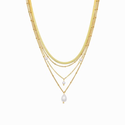 Luxenter Collar Mife Acero Chapado Perla