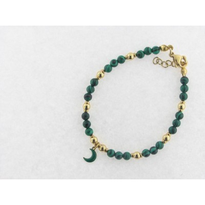 Pulsera acero chapado malaquita