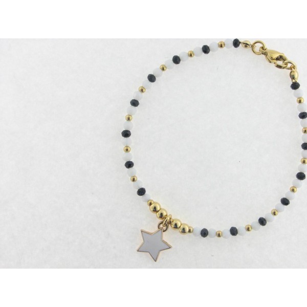 Pulsera acero chapado cristal