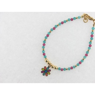 Pulsera acero chapado cristales