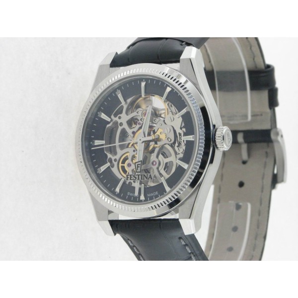 Festina Swiss automático agujas acero piel