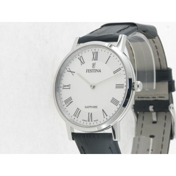 Festina Swiss agujas acero piel