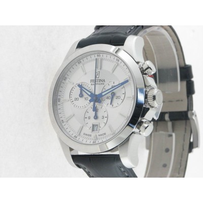 Festina Swiss crono agujas acero piel