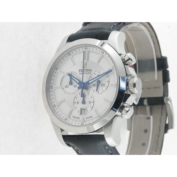 Festina Swiss crono agujas acero piel