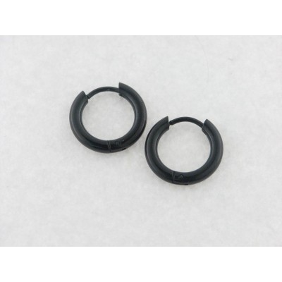 Pendientes Aro Acero Negro 12 mm