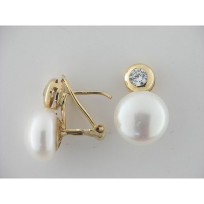 Pendientes Oro Perla Piedra