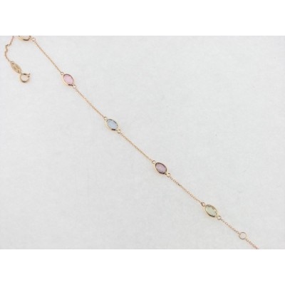 Pulsera Oro Piedras Colores