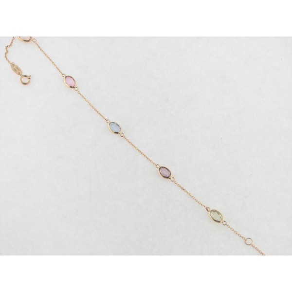 Pulsera Oro Piedras Colores