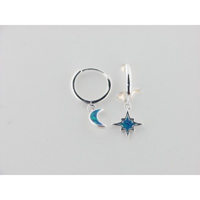 Pendientes aro colgante plata