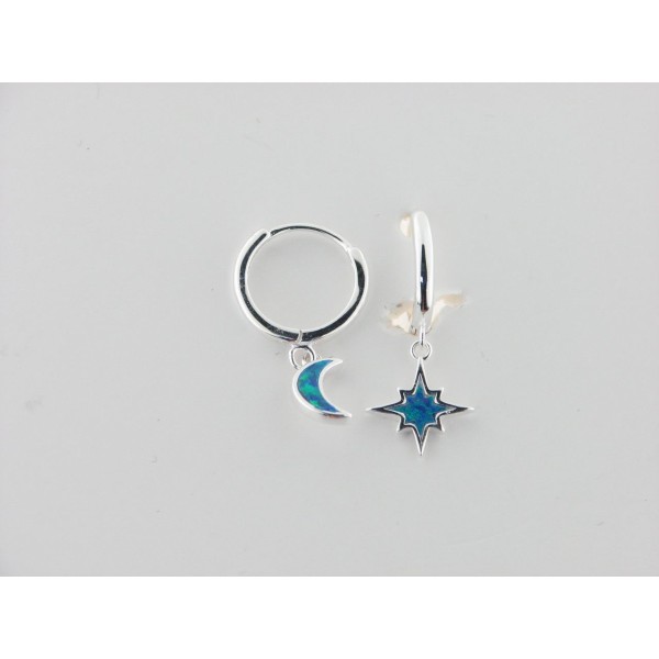 Pendientes aro colgante plata