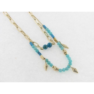 Lotus collar acero chapado piedras