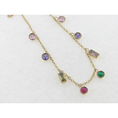 Lotus collar acero chapado piedras