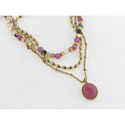 Lotus collar acero chapado piedras
