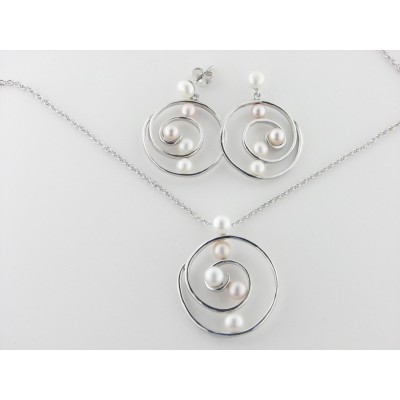 Jgo gargantilla-pendientes plata perlas