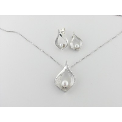 Jgo gargantilla-pendientes plata perlas