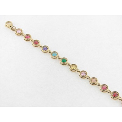 Lotus pulsera acero chapado piedras