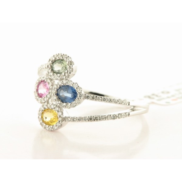 Sortija Oro Blanco Diamantes Piedras