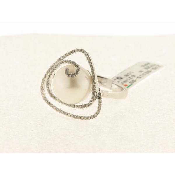 Sortija Oro Blanco Perla/Diamantes
