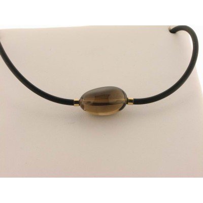 Gargantilla Oro Piedra Fume con Caucho